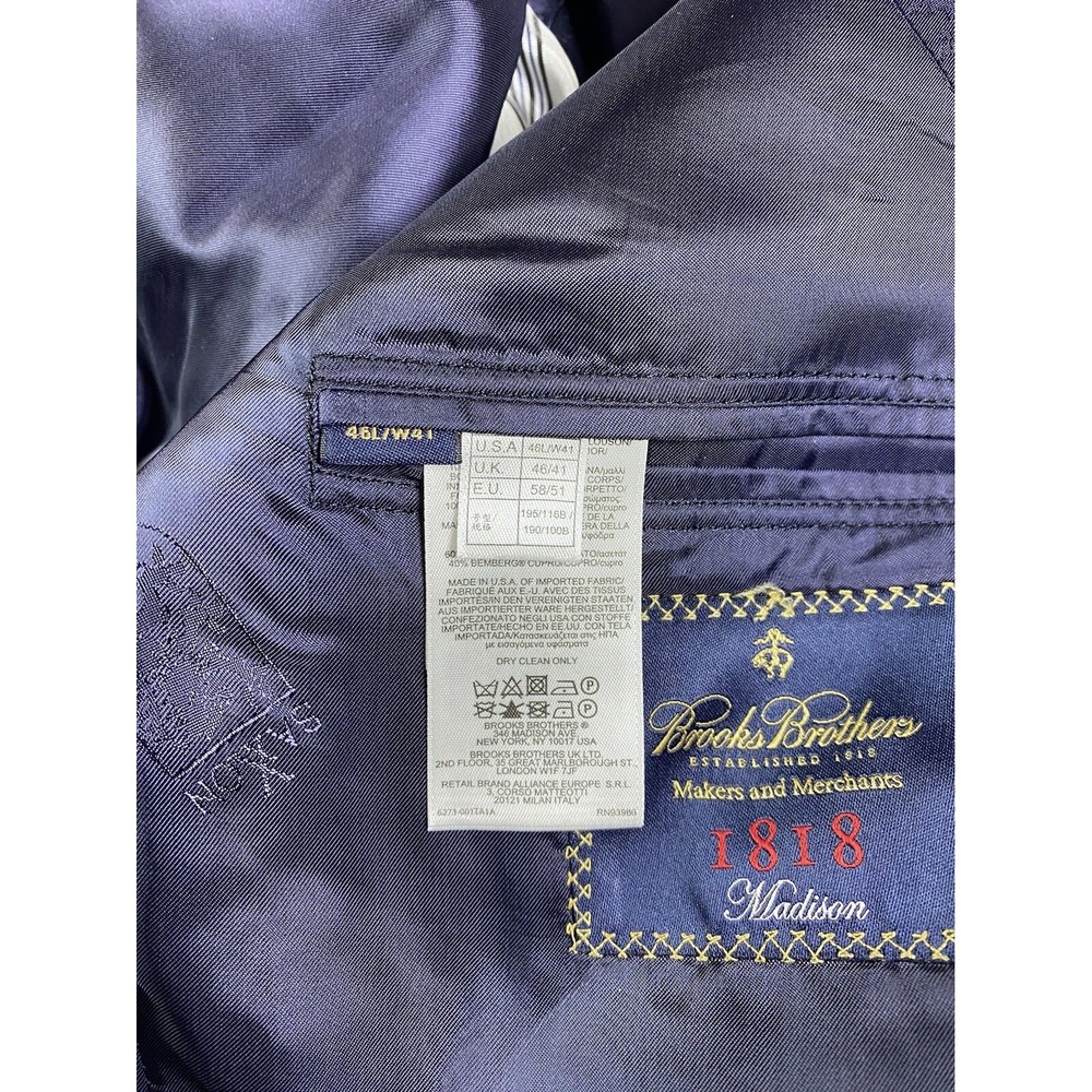 Brooks Brothers Jacket 46 L Navy SaxXon Wool Striped Madison 1818 Sport Coat - Picture 13 of 16